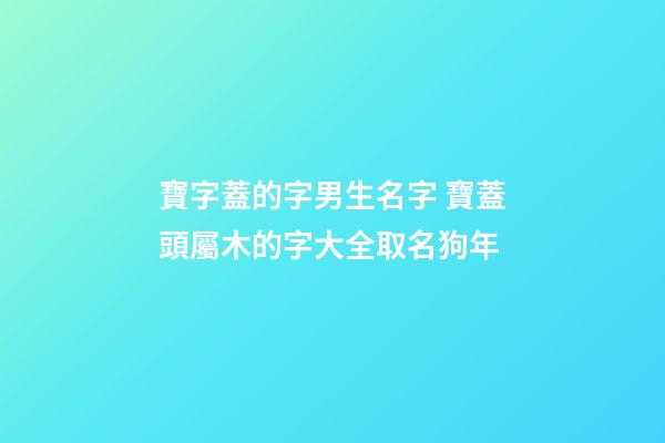 寶字蓋的字男生名字 寶蓋頭屬木的字大全取名狗年